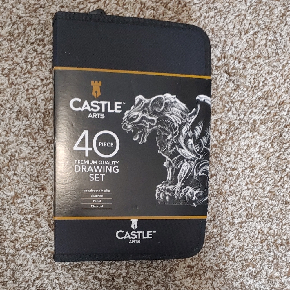 Castle Arts 40 Piece Drawing Set With Pastel Graphite And Charcoal